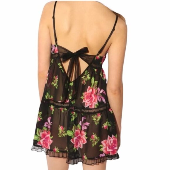 Betsey Johnson Intimates Floral Sheer Nightie Lingerie Dress and Thong Panty Set - Picture 13 of 16